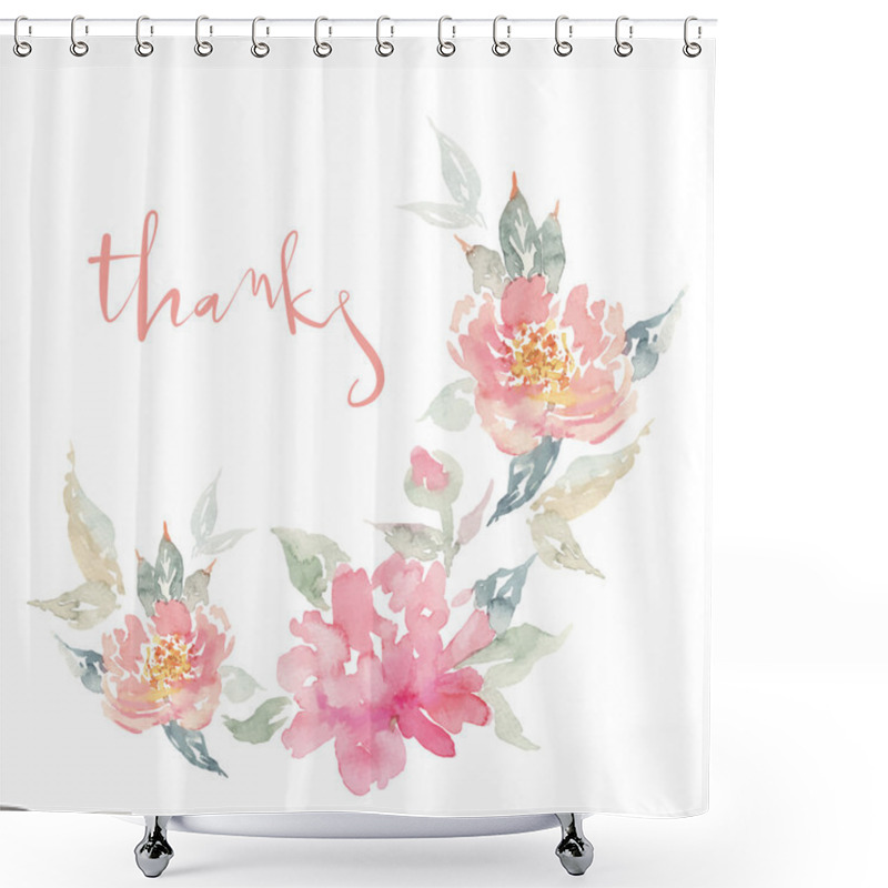 Personality  Postcard Peonies Shower Curtains