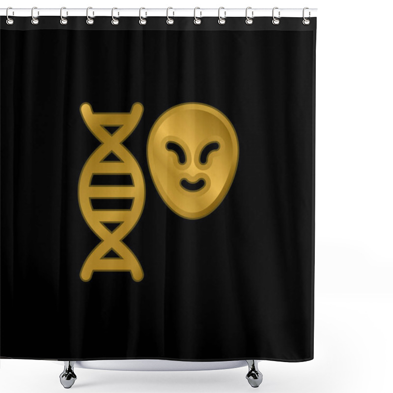 Personality  Alien Gold Plated Metalic Icon Or Logo Vector Shower Curtains