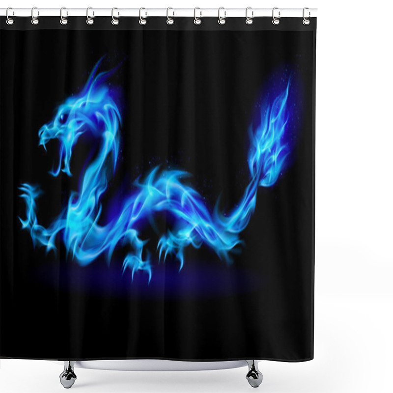 Personality  Blue Fire Dragon Shower Curtains