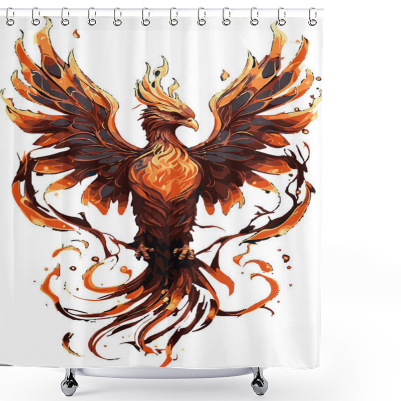 Personality  Fiery Ascend, A Vibrant Phoenix In Mid Flight Symbolizing Rebirth And Transformation Shower Curtains