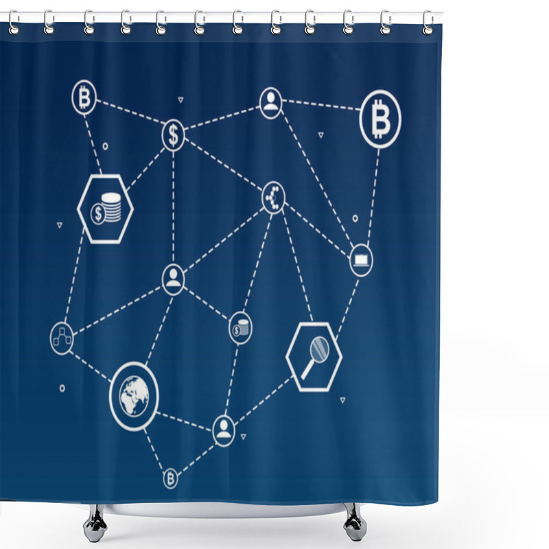 Personality  Block Chain Word With Icon Shower Curtains