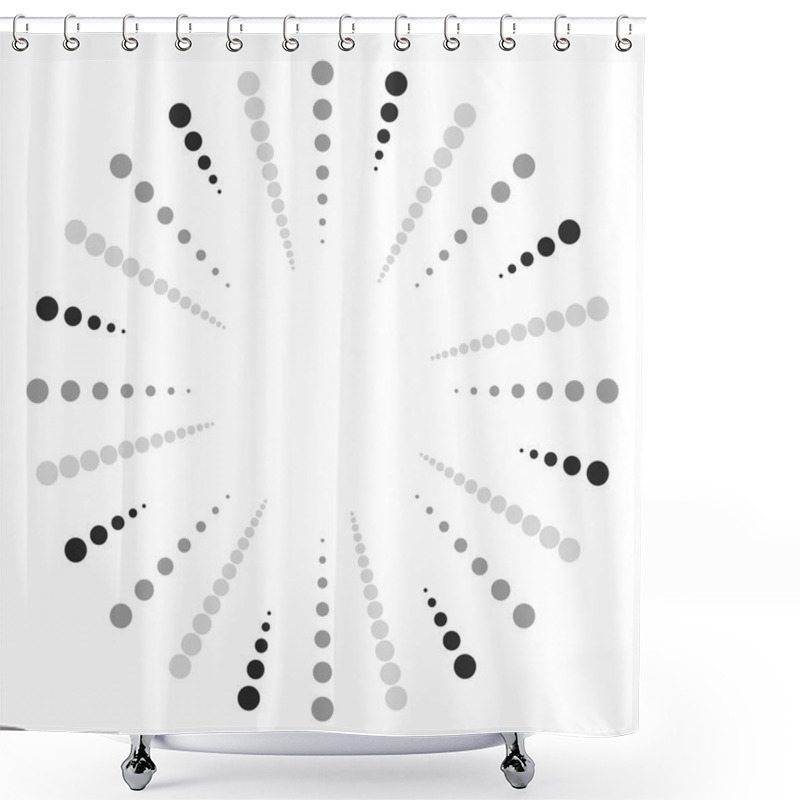 Personality  Dotted Radial, Radiating Lines.  Shower Curtains