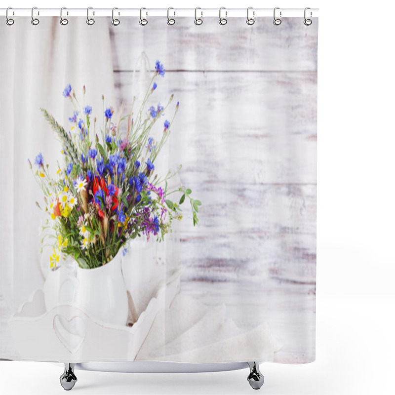 Personality  Wildflowers In Bottles Shower Curtains