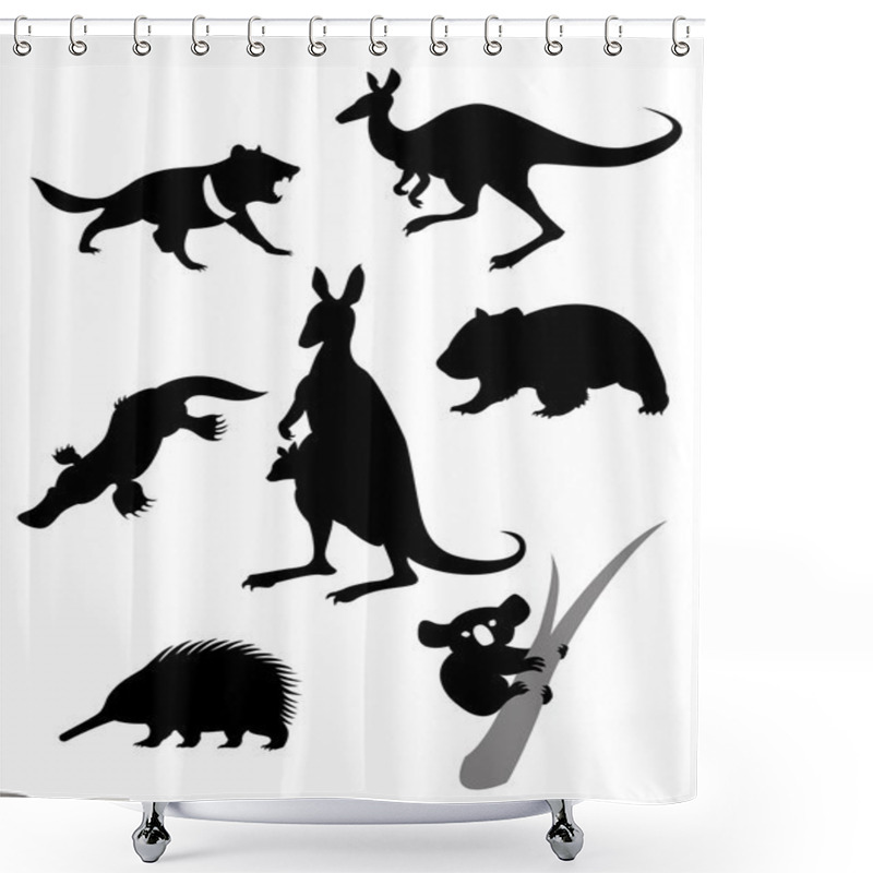 Personality  Silhouettes Of Australian Animals Shower Curtains