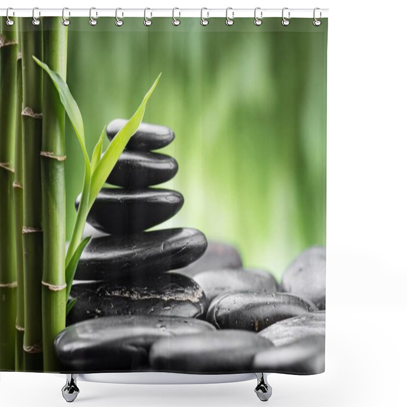 Personality  Zen Basalt Stones And Bamboo  Shower Curtains