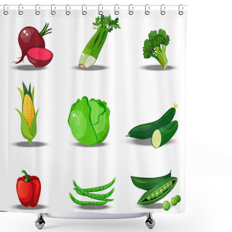 Personality  Set With Fresh Healty Vegetables Shower Curtains