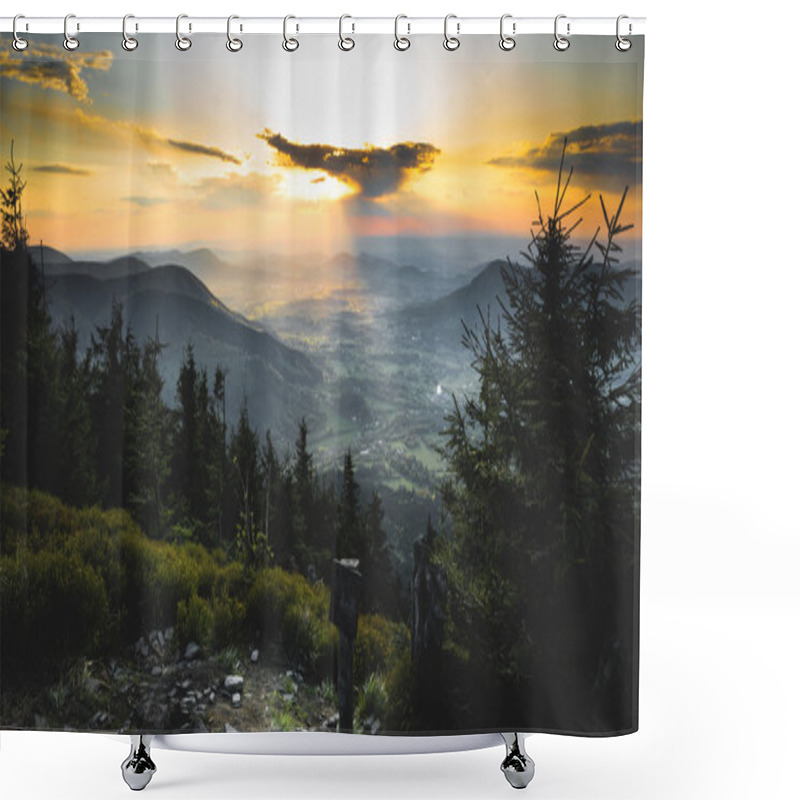 Personality  Sunset And Mountain Shower Curtains