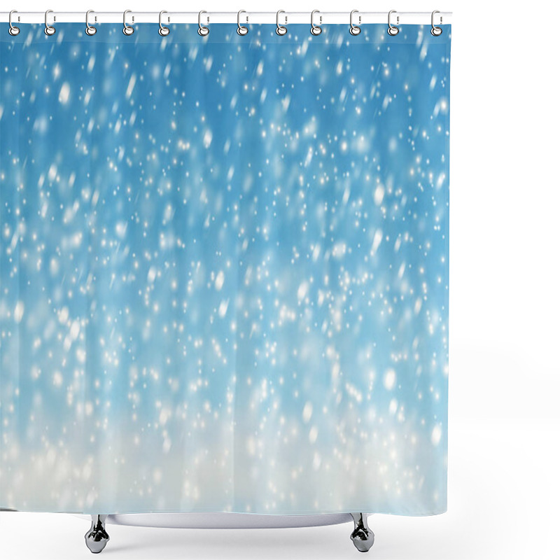 Personality  Blue Background With Snowflakes Shower Curtains