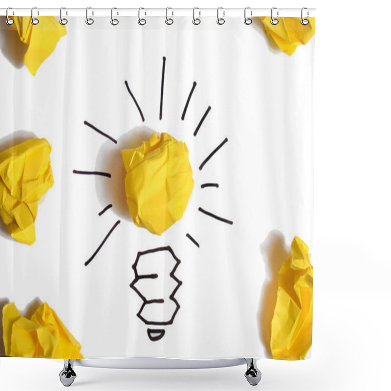 Personality  Concept Crumpled Paper Light Bulb Metaphor For Good Idea Shower Curtains