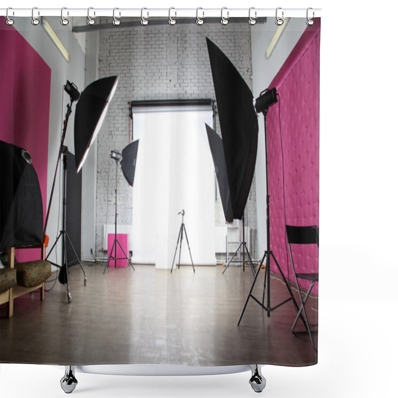 Personality  Interior Of A Modern Photo Studio Shower Curtains