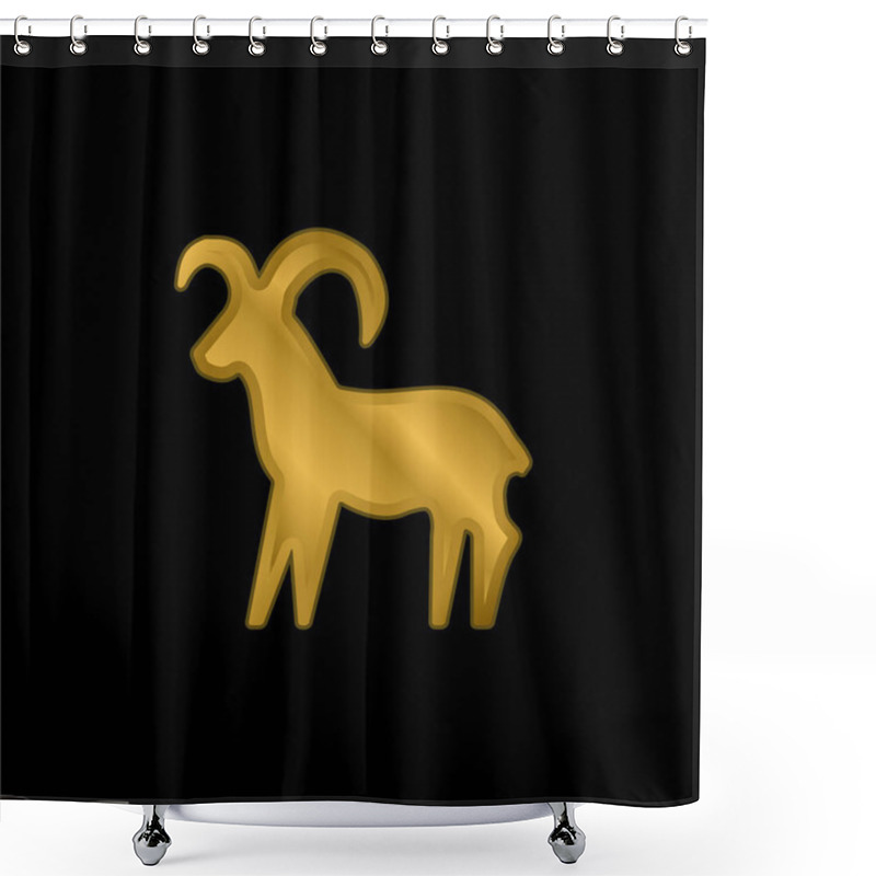 Personality  Aries Sign Gold Plated Metalic Icon Or Logo Vector Shower Curtains