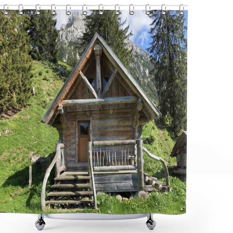 Personality  Traditional Architecture And Farmhouse In The Valley Of Wagital Or Waegital And By The Alpine Lake Wagitalersee (Waegitalersee), Innerthal - Canton Of Schwyz, Switzerland Shower Curtains