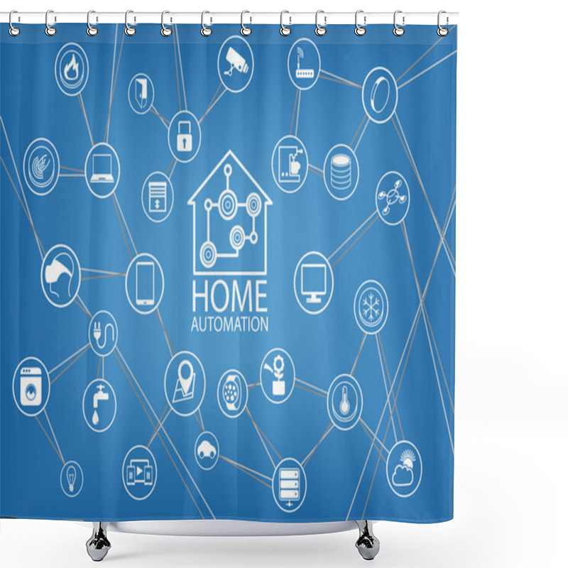 Personality  Smart Home Automation Vector Background Shower Curtains