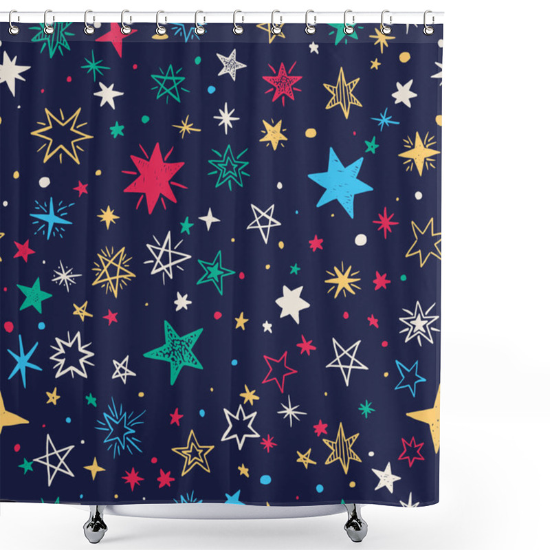 Personality  Seamless Pattern With Handdrawn Stars Shower Curtains