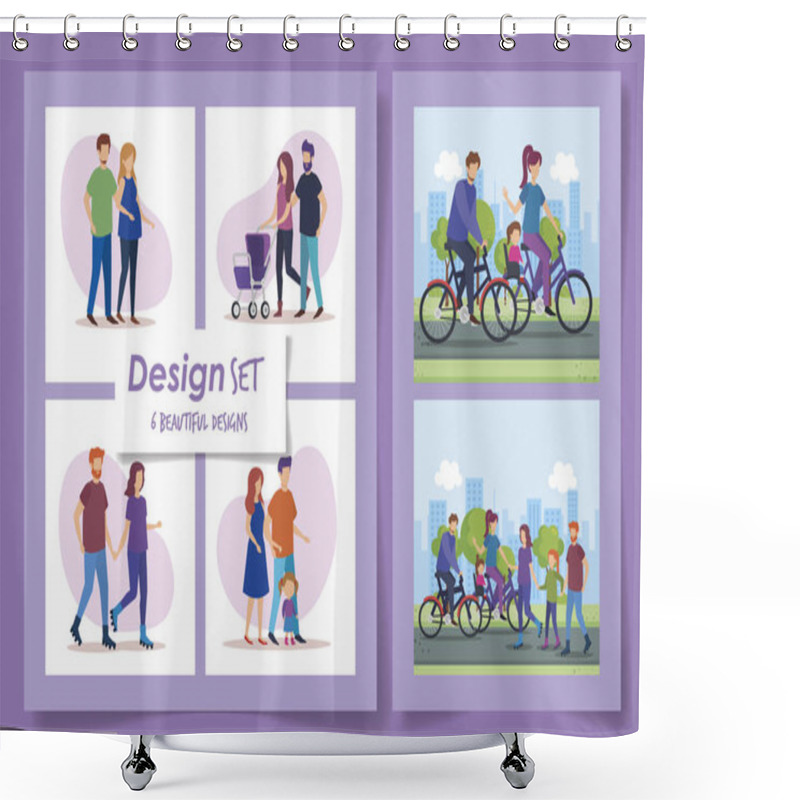 Personality  Six Designs Of Members Family Scenes Shower Curtains