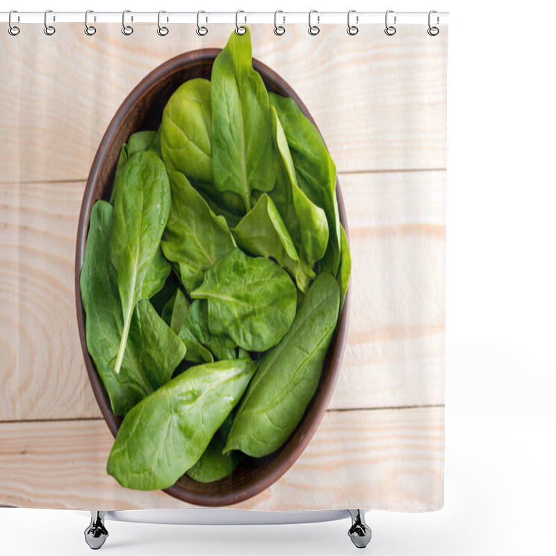 Personality  Spinach Leaves In Ceramic Bowl  Shower Curtains