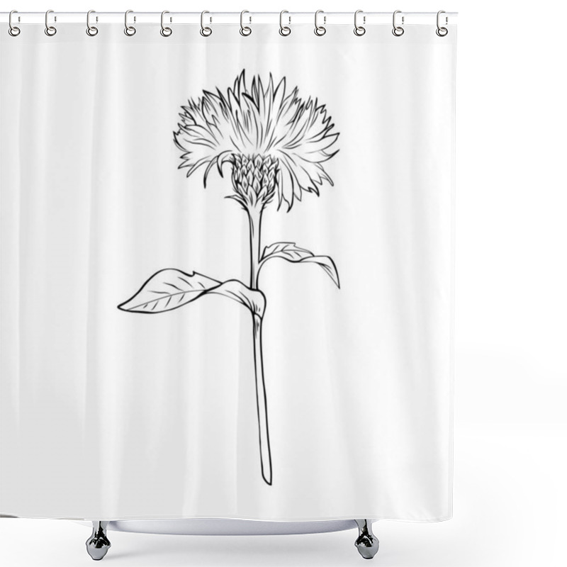 Personality  Milk Thistle Black And White Illustration. Silybum Marianum Inscription. Homeopathic Plant For Liver Treatment. Botanical Freehand Sketch. Thorny Wildflower Engraved Blossom. Poster Design Element Shower Curtains