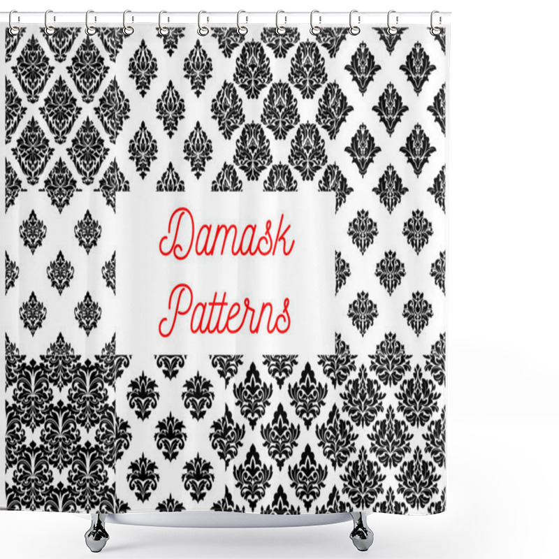 Personality  Damask Seamless Patterns With Floral Motif Shower Curtains