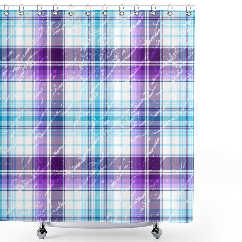 Personality  Repeating Violet-white Grunge Checkered Pattern Shower Curtains