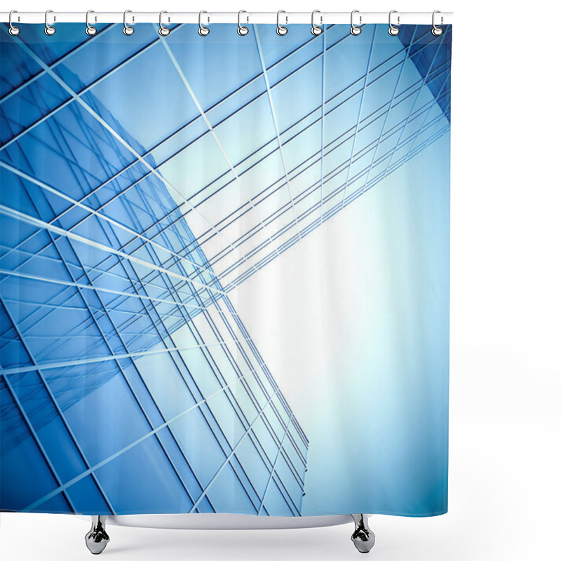 Personality  Glass Building Perspective View Shower Curtains