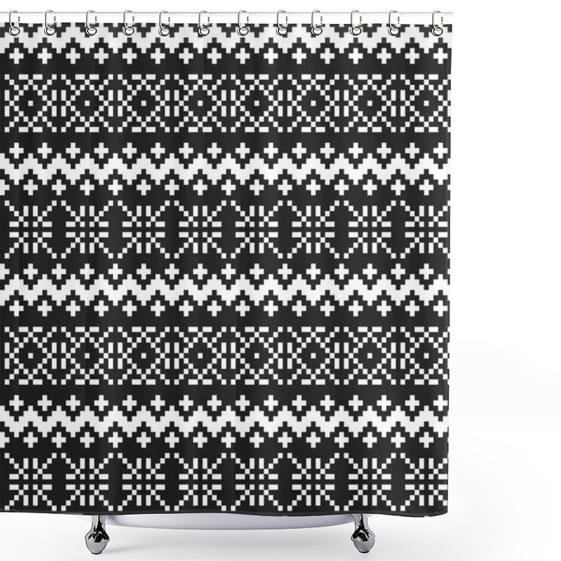 Personality  Christmas Fair Isle Pattern Design For Fashion Textiles, Knitwear And Graphics Shower Curtains