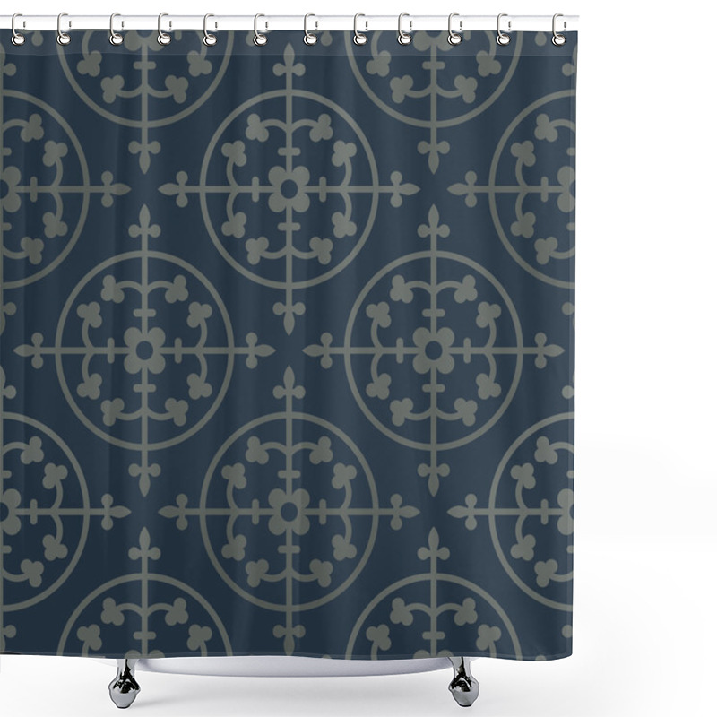 Personality  Silver Seamless Pattern On A Dark Blue Background. Shower Curtains