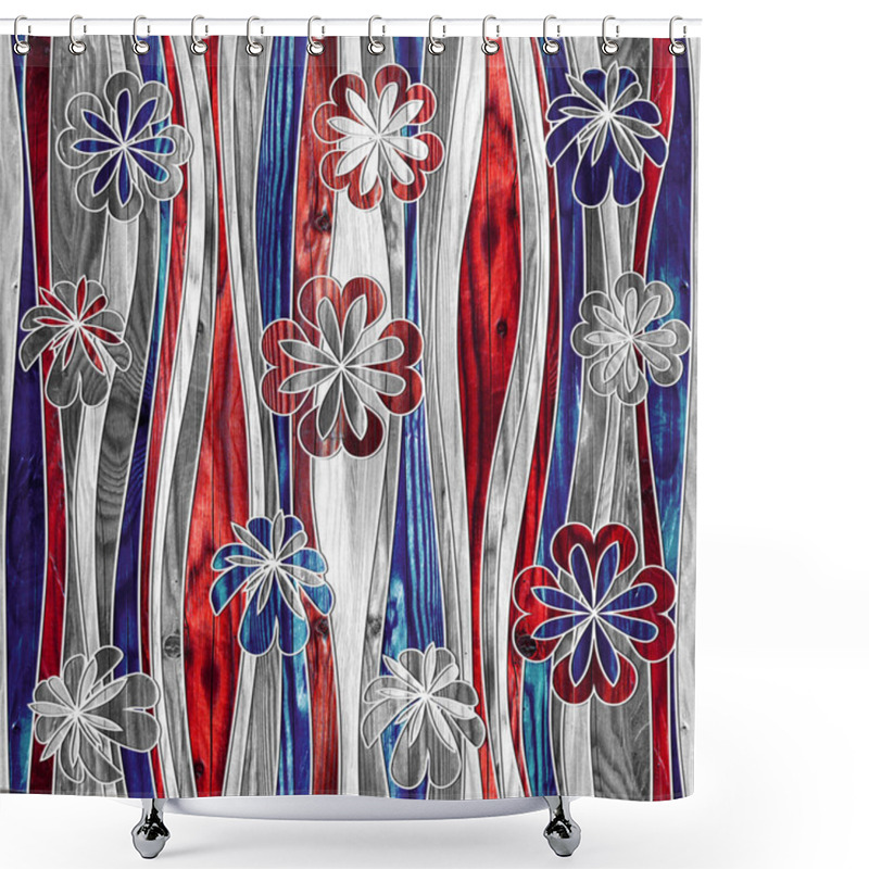 Personality  Flower Pattern - Waves Decoration - Seamless Background - Wood Texture Shower Curtains