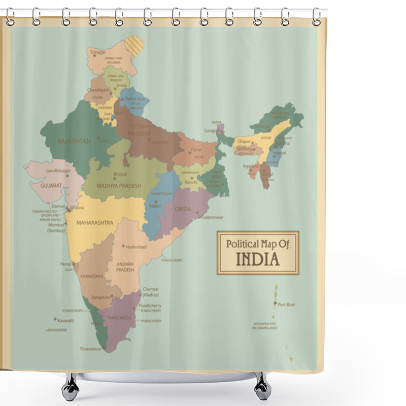 Personality  India-highly Detailed Map. Shower Curtains