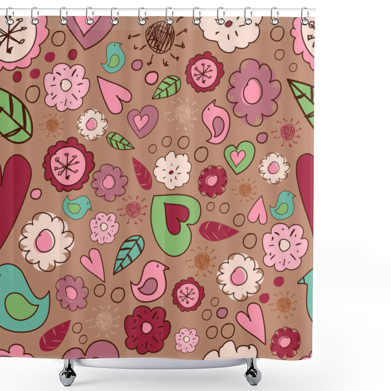 Personality  Pattern With Hearts, Flowers Shower Curtains