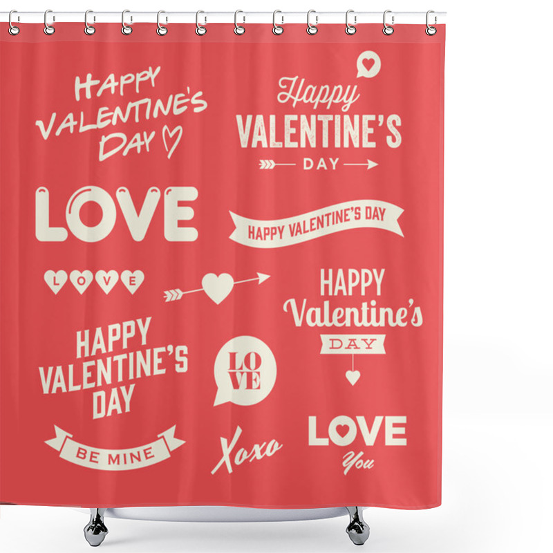 Personality  Valentines Day Illustrations And Typography Elements Shower Curtains