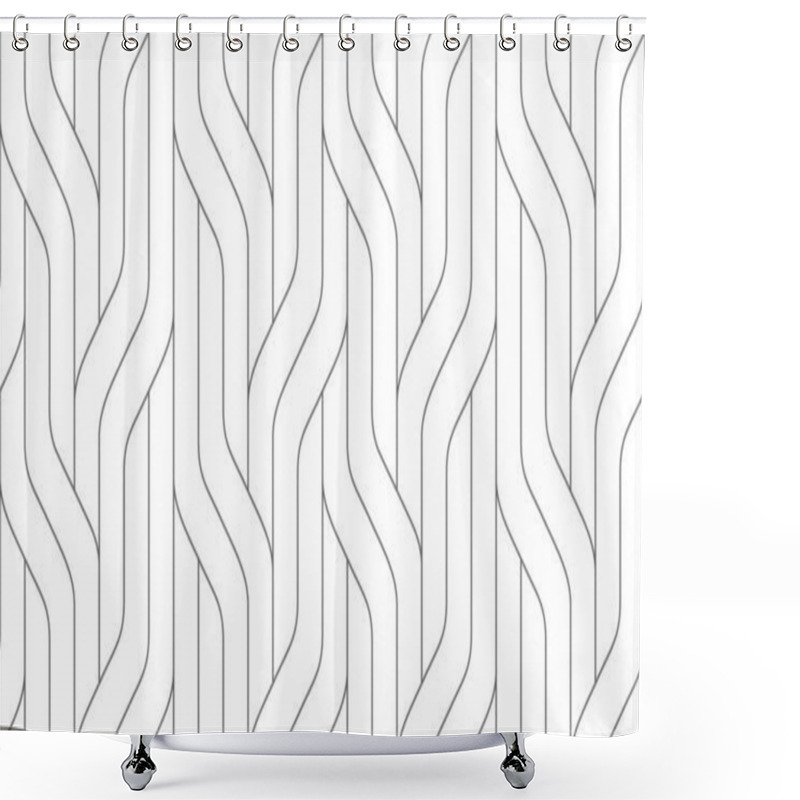 Personality  Monochrome Seamless Striped Pattern. Wavy Stylish Abstract Background. EPS 10 Shower Curtains