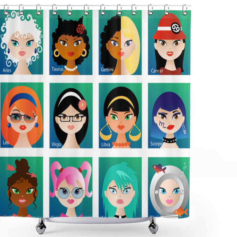 Personality  Zodiac Astrological Signs For Horoscope Shower Curtains