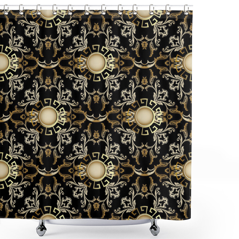 Personality  Damask 3d Seamless Pattern. Vector Baroque Background. Antique  Shower Curtains