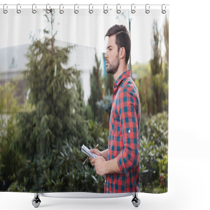 Personality  Gardener With Notebook In Hands Shower Curtains