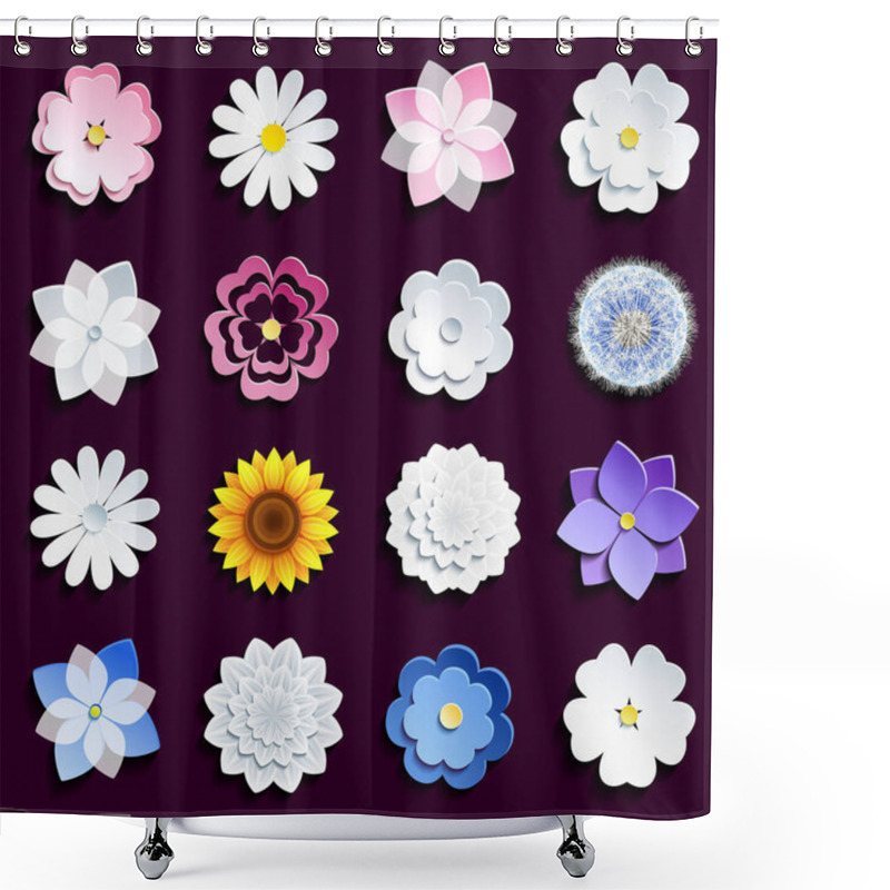 Personality  Set Of Summer Or Spring Flowers Shower Curtains