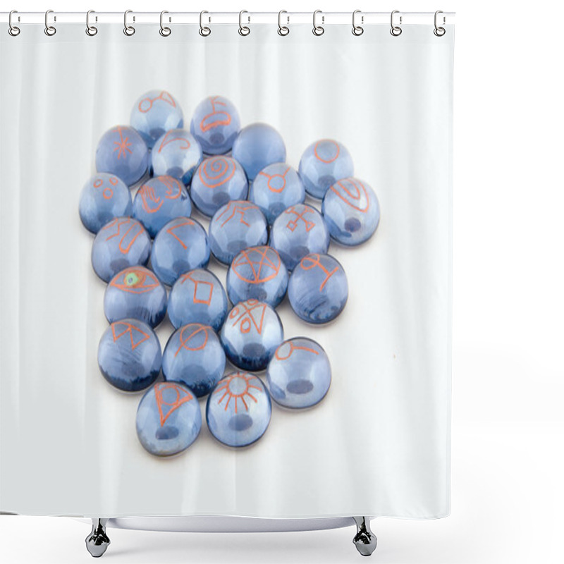 Personality  Runes On The Rocks Shower Curtains