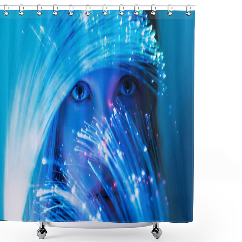 Personality  Fantasy Portrait Inner World Female Face Blue Shower Curtains