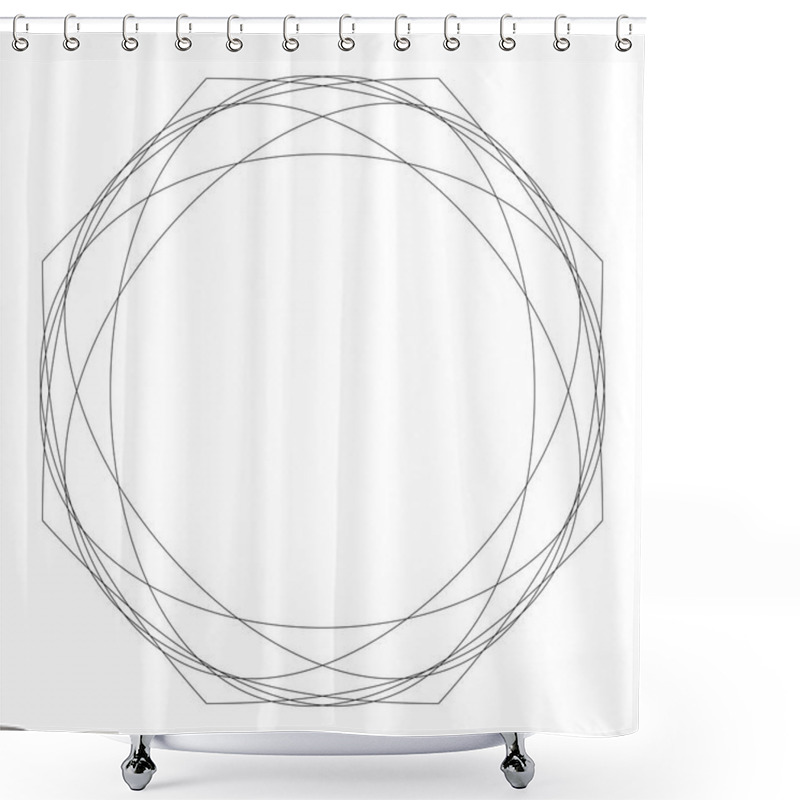 Personality  Circular Geometric Design Element(s) With Editable Lines (outlin Shower Curtains