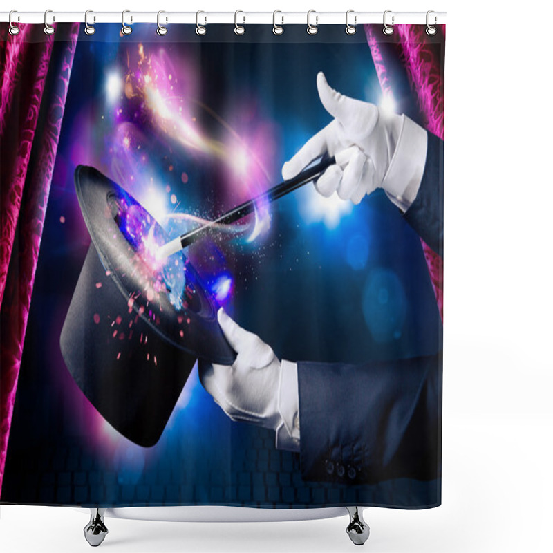 Personality  Magician Hands With Magic Wand Shower Curtains