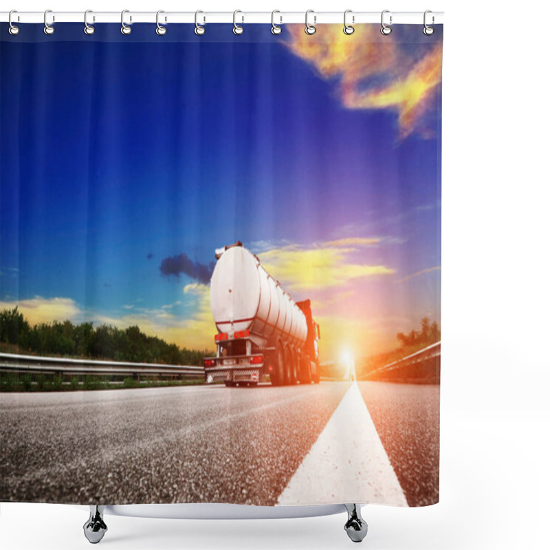 Personality  Big Truck On The European Highway Shower Curtains