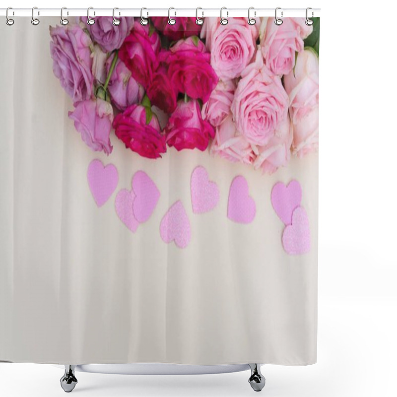 Personality  Violet And Pink Blooming Roses Shower Curtains