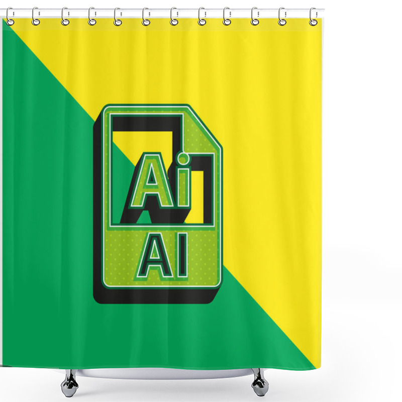 Personality  AI File Format Symbol Green And Yellow Modern 3d Vector Icon Logo Shower Curtains