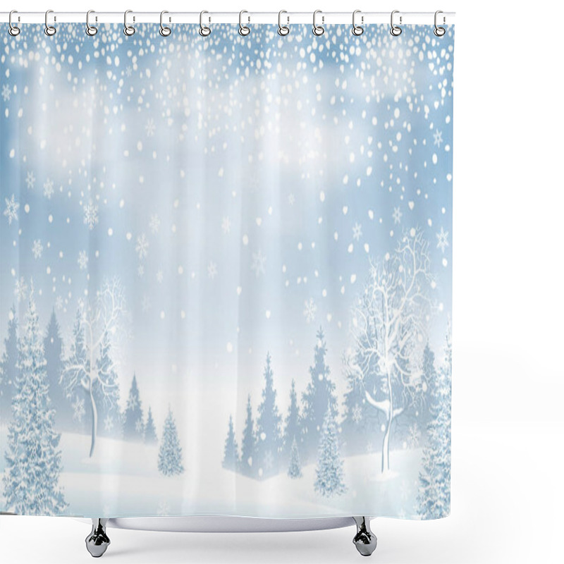 Personality  Winter Landscape. Snow-covered Forest, Spruce And Snow-covered Trees. Snowfall. Snow, Snowflakes. Winter Scene. Shower Curtains