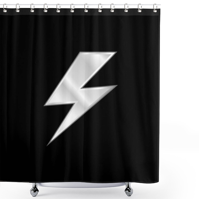 Personality  Bolt Silver Plated Metallic Icon Shower Curtains