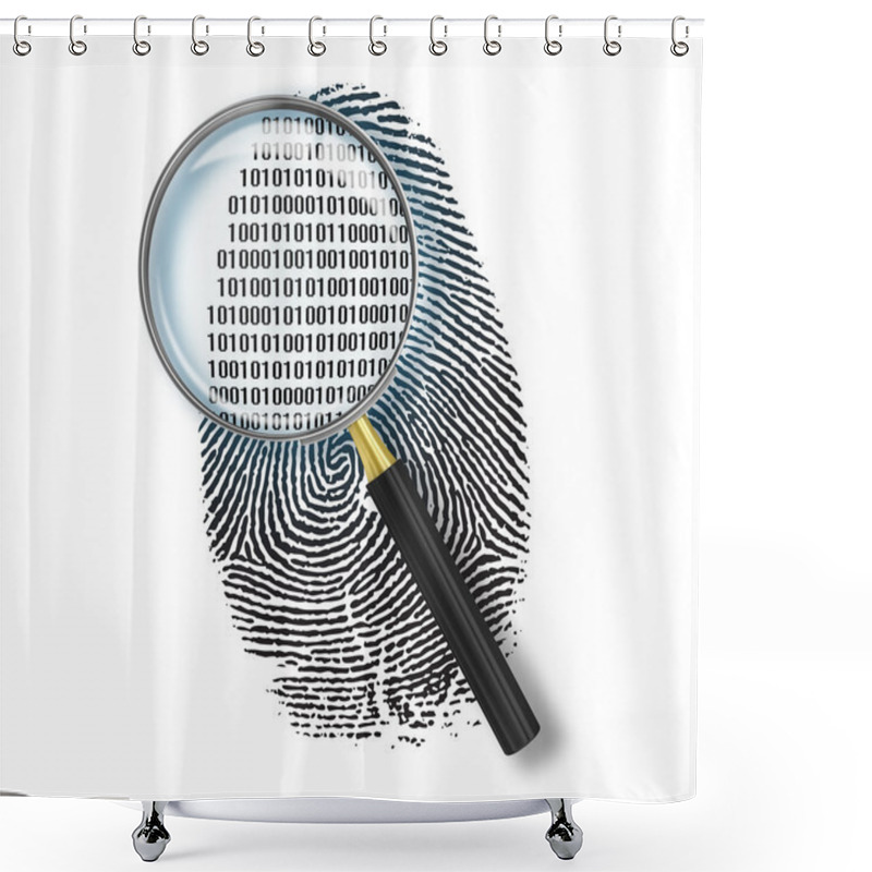 Personality  Magnifying Glass Over Finger Printlike Shape Shower Curtains