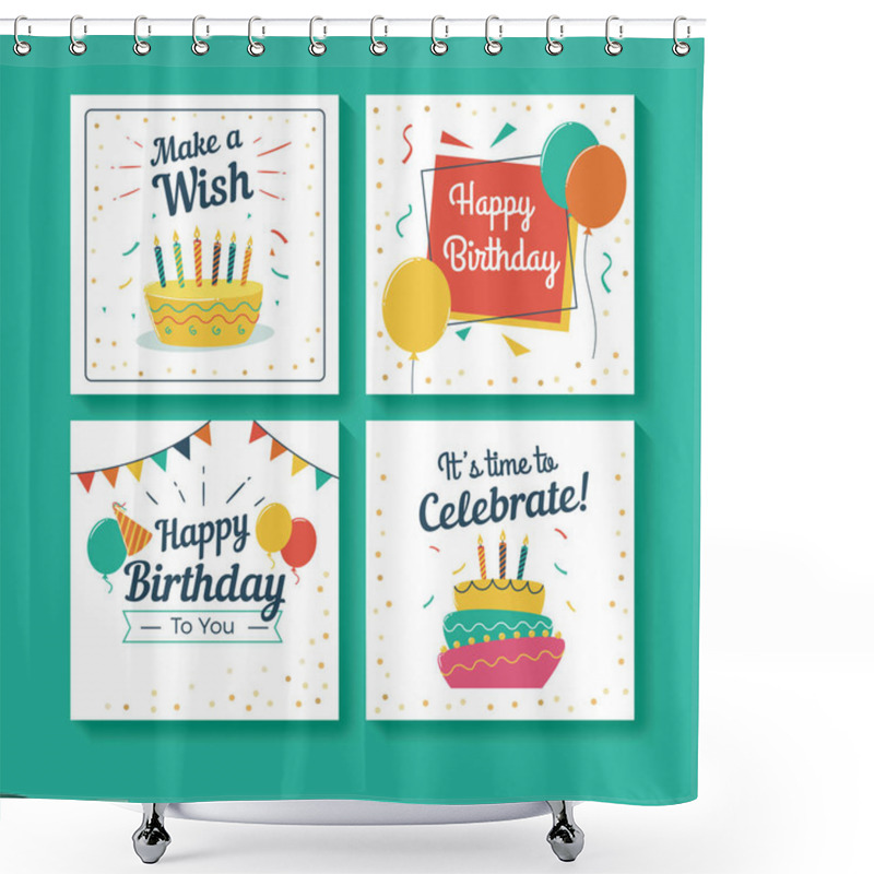 Personality  Set Of Birthday Greeting Cards Shower Curtains