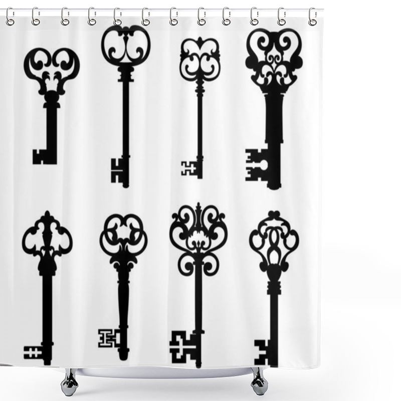 Personality  Old Keys Set In Retro Style Shower Curtains