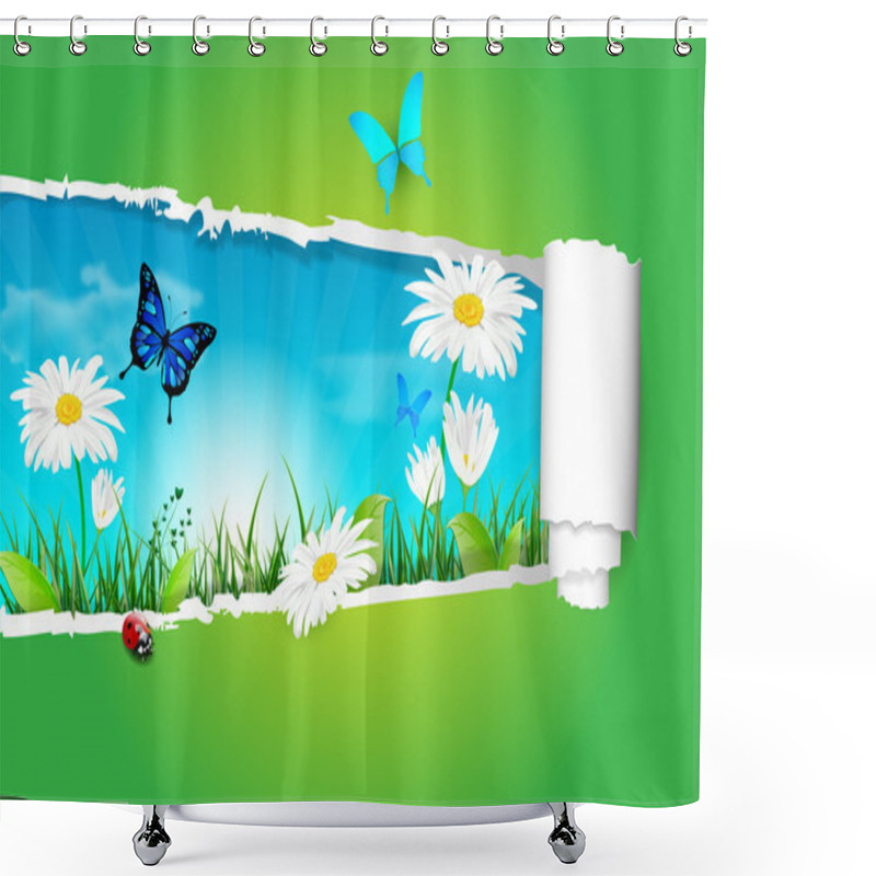 Personality  Abstract Nature Background With Ripped Paper Shower Curtains