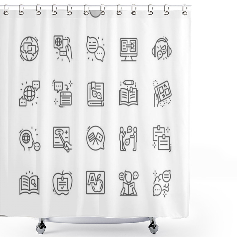 Personality  Studying Of Foreign Language Well-crafted Pixel Perfect Vector Thin Line Icons 30 2x Grid For Web Graphics And Apps. Simple Minimal Pictogram Shower Curtains