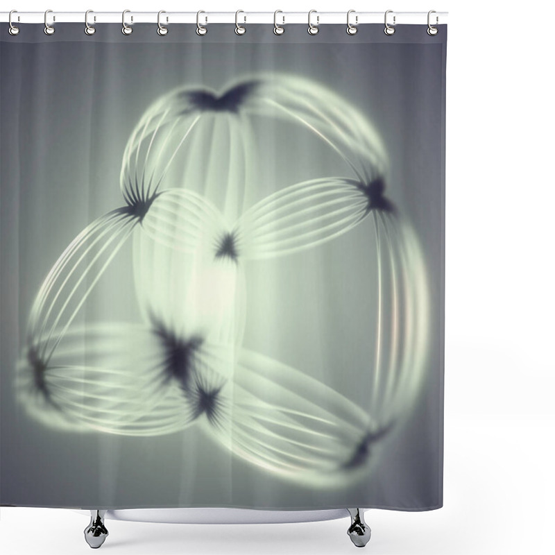 Personality  Digital Abstraction With A Geometric Figure Made Of Thin Oval Lines With A Gradient From Black To White, Creating A Stylish Monochrome Effect. 3d Rendering Shower Curtains